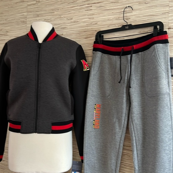 UMD Terps Bomber Letter Jacket Sweatshirt University Maryland Womens M 6 8 - Picture 17 of 17